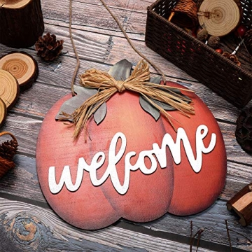 Jetec Pumpkin Welcome Sign for Fall & Thanksgiving