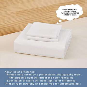 Dreaming Wapiti Duvet Cover King,Washed Microfiber King Size Duvet Cover Set,Solid Color - Soft and Breathable with Zipper Closure & Corner Ties (White, King)