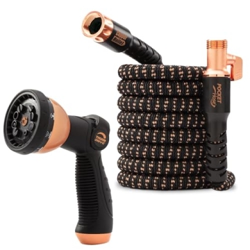 Pocket Hose Copper Bullet Expandable Garden Hose 50 FT - Kink-Free and Lightweight with 10 Pattern N...