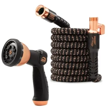 Pocket Hose Copper Bullet Expandable Garden Hose 50 FT - Kink-Free and Lightweight with 10 Pattern N...