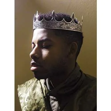 SWEETV Antique Silver King Crown for Men - Men's Crown for Prom Party Decorations, Royal Medieval Men Tiara Crown Costume Accessories