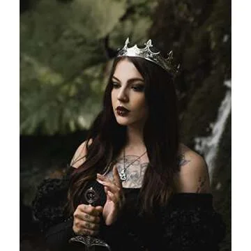 SWEETV Antique Silver King Crown for Men - Men's Crown for Prom Party Decorations, Royal Medieval Men Tiara Crown Costume Accessories