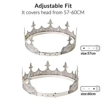 SWEETV Antique Silver King Crown for Men - Men's Crown for Prom Party Decorations, Royal Medieval Men Tiara Crown Costume Accessories