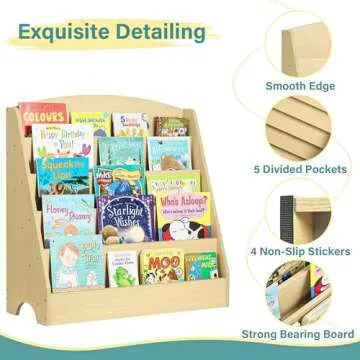 TOETOL Kids 5-Tier Bookshelf for Playrooms or Classrooms