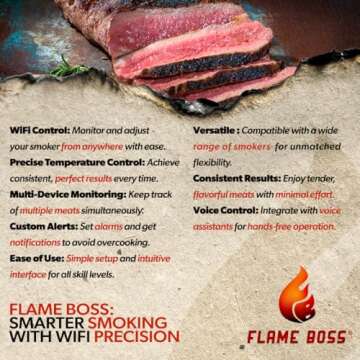 Smart BBQ Smoker Temperature Controller with Patented Variable Speed Fan, Flame Boss 500 Kamado WiFi with 2 Probes for Big Green Egg, Kamado Joe