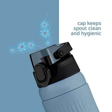 PREMIUM 24oz Double Insulated Water Bottle with Spout Lid – Stainless Steel Water Bottle – Leak Proof Metal Water Bottle – No Sweat – Reusable – Maya Blue, 23.6 oz