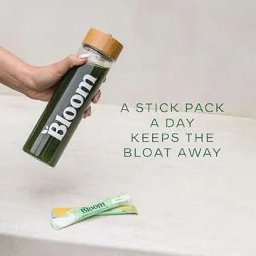 Bloom Nutrition Superfood Greens Powder Stick Packs, Digestive Enzymes with Probiotics and Prebiotics, Gut Health, Bloating Relief for Women, Chlorella, Green Juice Mix, 15 SVG, 5 Flavor Variety