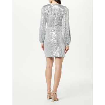 The Drop Women's Helena Sequin Wrap Dress Silver, S