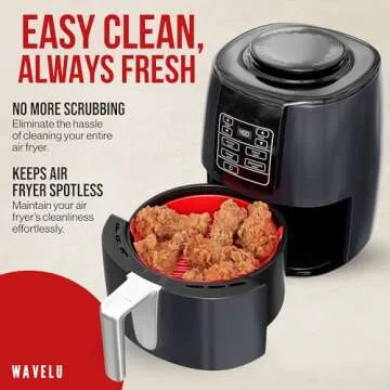 WAVELU Air Fryer Silicone Pot Liner | EXTRA STRONG | Food Safe Air fryers Accessories | Replacement of Flammable Parchment Paper Liners | No More Harsh Cleaning Basket After Using Airfryer (3-5QT)