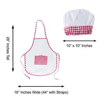 Super Z Outlet 12pc Set Complete Kids Cooking and Baking Apron With Pocket and Chef Hat Dress Up Set, Red Chef Costume for Career Role Play One Size