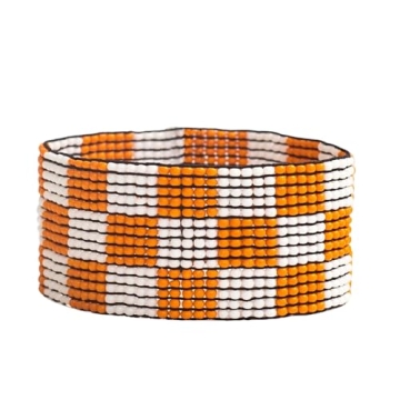 INK + ALLOY Game Day Striped Cuff Bracelets for Women - Handmade Beaded Stretch Jewelry for College ...