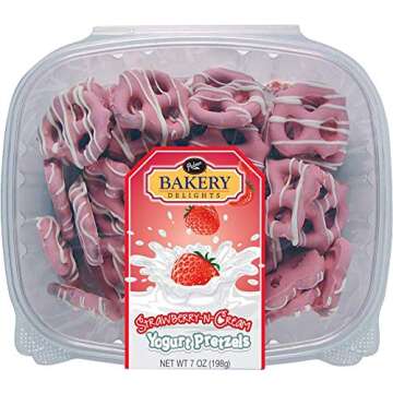 Palmers Yogurt Covered Pretzels in a Fruit Basket of Assorted Flavors - Raspberry, Lemon, Raspberry & Blueberry (Strawberry N Cream Yogurt Covered Pretzels)