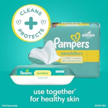 Pampers Baby Wipes Sensitive, Water Based Baby Wipes, Hypoallergenic and Unscented Baby Wipes, 504 Wipes Total (6 Flip-Top Packs)