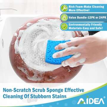 AIDEA Non Scratch Kitchen Sponges for Everyday Cleaning
