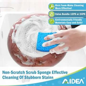 AIDEA Non Scratch Kitchen Sponges for Everyday Cleaning