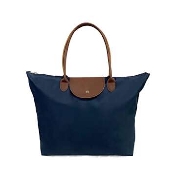 Tote Top Handle Bag, Lightweight Packable Stylish Handbag Foldable Zipper Travel Shoulder Bag for Wo...