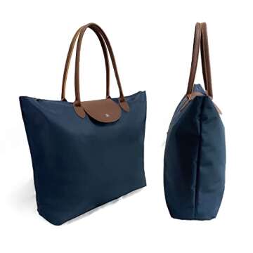 Stylish Lightweight Tote Handbag for Women - Navy
