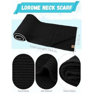 3 PCS Winter Hat Scarf Gloves Set, Soft Warm Knit Beanie Hat Touchscreen Gloves Long Knitted Scarf Set Winter Gifts for Men