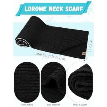 3 PCS Winter Hat Scarf Gloves Set, Soft Warm Knit Beanie Hat Touchscreen Gloves Long Knitted Scarf Set Winter Gifts for Men