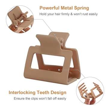 Hair Clips Pack of 10 - 4.1 Neutral Square Clips for Women & Girls, 2 Medium Thick/Thin Hair Clips, Cute Small Rectangle Clips, Strong Nonslip Hold Hair Accessories