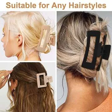 Hair Clips Pack of 10 - 4.1 Neutral Square Clips for Women & Girls, 2 Medium Thick/Thin Hair Clips, Cute Small Rectangle Clips, Strong Nonslip Hold Hair Accessories