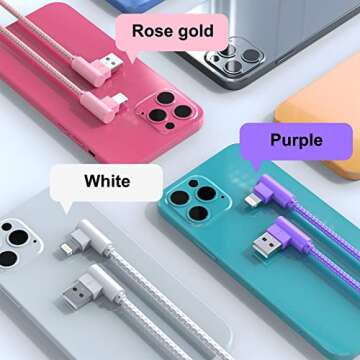 iPhone Charger 3FT 90 Degree Lightning Cable [Apple MFi Certified] 3 Pack Long iPhone Cable Right Angle Nylon Braided iPhone Charging Cord Compatible with iPhone14/13/12/11/XS/X/8/7/iPad