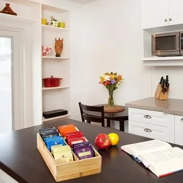 Dicunoy Bamboo Tea Bag Organizer with 6 Compartments