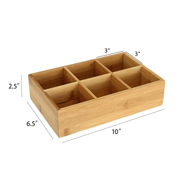 Dicunoy Bamboo Tea Bag Organizer with 6 Compartments