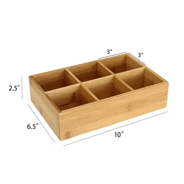 Dicunoy Bamboo Tea Bag Organizer with 6 Compartments
