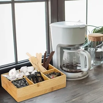 Dicunoy Bamboo Tea Bag Organizer with 6 Compartments