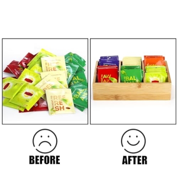 Dicunoy Bamboo Tea Bag Organizer with 6 Compartments