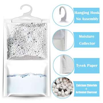 ZSZMFH 6 Pack Moisture Absorber & Max Odor Eliminator Hanging Bag, Charcoal Smell Remove Damp Musty ...