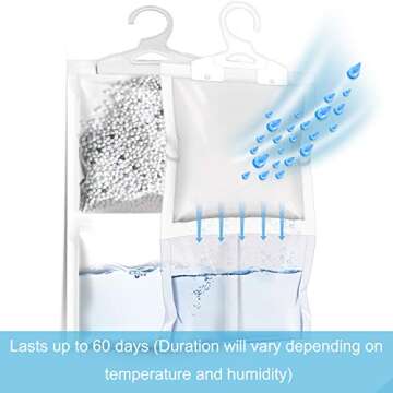 ZSZMFH 6 Pack Moisture Absorber & Max Odor Eliminator Hanging Bag, Charcoal Smell Remove Damp Musty Smell,Hanging Closet Dehumidifier Bags with 25g of Activated Charcoal (220g/pack)…