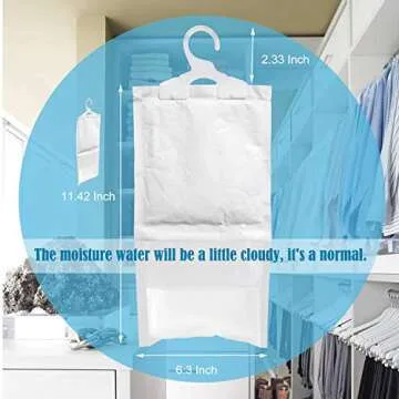 ZSZMFH 6 Pack Moisture Absorber & Max Odor Eliminator Hanging Bag, Charcoal Smell Remove Damp Musty Smell,Hanging Closet Dehumidifier Bags with 25g of Activated Charcoal (220g/pack)…