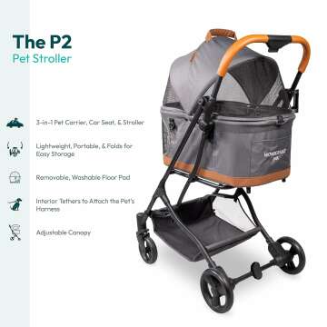 WONDERFOLD P2 Pet Stroller - Easy Folding & Safe Features