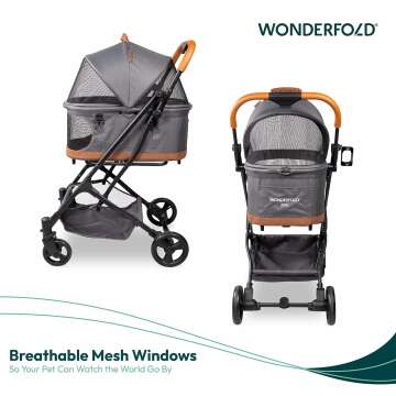 WONDERFOLD P2 Pet Stroller - Easy Folding & Safe Features