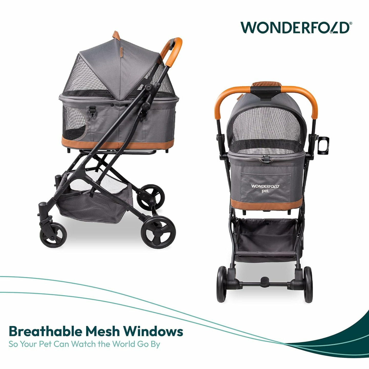 WONDERFOLD P2 Pet Stroller - Easy Folding & Safe Features