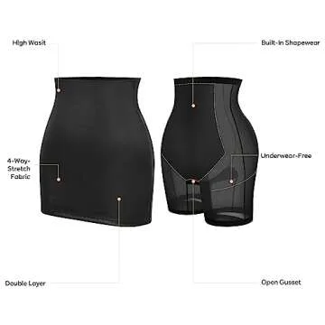 Popilush Faux Leather Skirt with Built-in Tummy Control