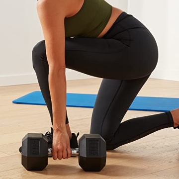 Amazon Basics Rubber Hex Dumbbell 40lb Individual Black