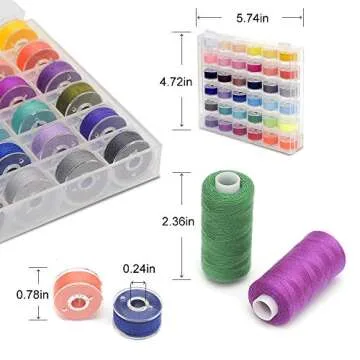 KEIMIXJIA 72Pcs Sewing Thread Kits, 36 Colors, Polyester, 550 Yards Per Spools, Prewound Bobbin Threads with Case, Compatible with Hand & Machine Sewing