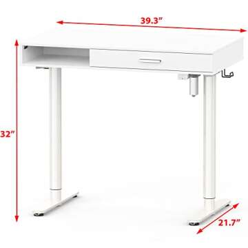 SHW Claire 40-Inch Electric Height Adjustable Desk