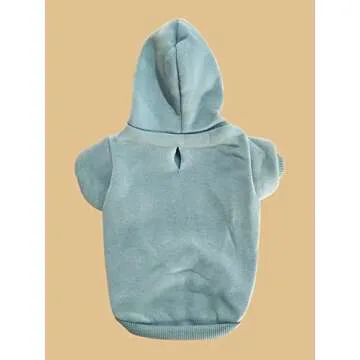 QWINEE Basic Dog Hoodie, Dog Warm Jacket, Cat Apparel, Dog Shirt, Dog Clothes for Puppy Kitten Small Medium Dogs Cats Cadet Blue S