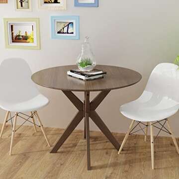Giantex 36" Round Wood Dining Table: Vintage Design for Cozy Meals and Gatherings