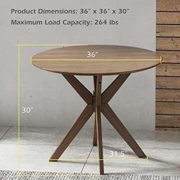 Giantex 36" Round Wood Dining Table for Small Spaces