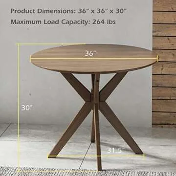 Giantex 36" Round Wood Dining Table for Small Spaces
