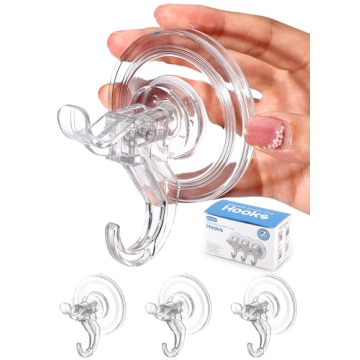 Antimbee 3 Pack Suction Cup Hooks - Clear Suction Cup Hanger, Removable for Shower, Bathroom, Door, ...