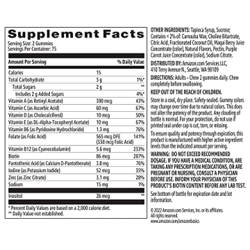 Amazon Basics Adult Multivitamin Gummies, 150 Count, Delicious Flavors