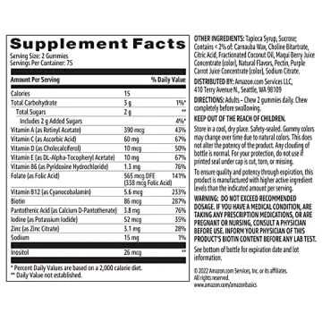 Amazon Basics Adult Multivitamin Gummies, 150 Count, Delicious Flavors