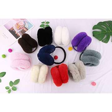 Livingston Unisex Fuzzy Earmuffs Faux Furry Ear Muff Winter Outdoors Earmuffs For Women Winter Ear Muffs Foldable Purple Ear Muffs Winter Women Earmuff, Purple