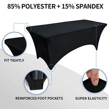 OutdoorLines Fitted Black Tablecloth for Events and Parties